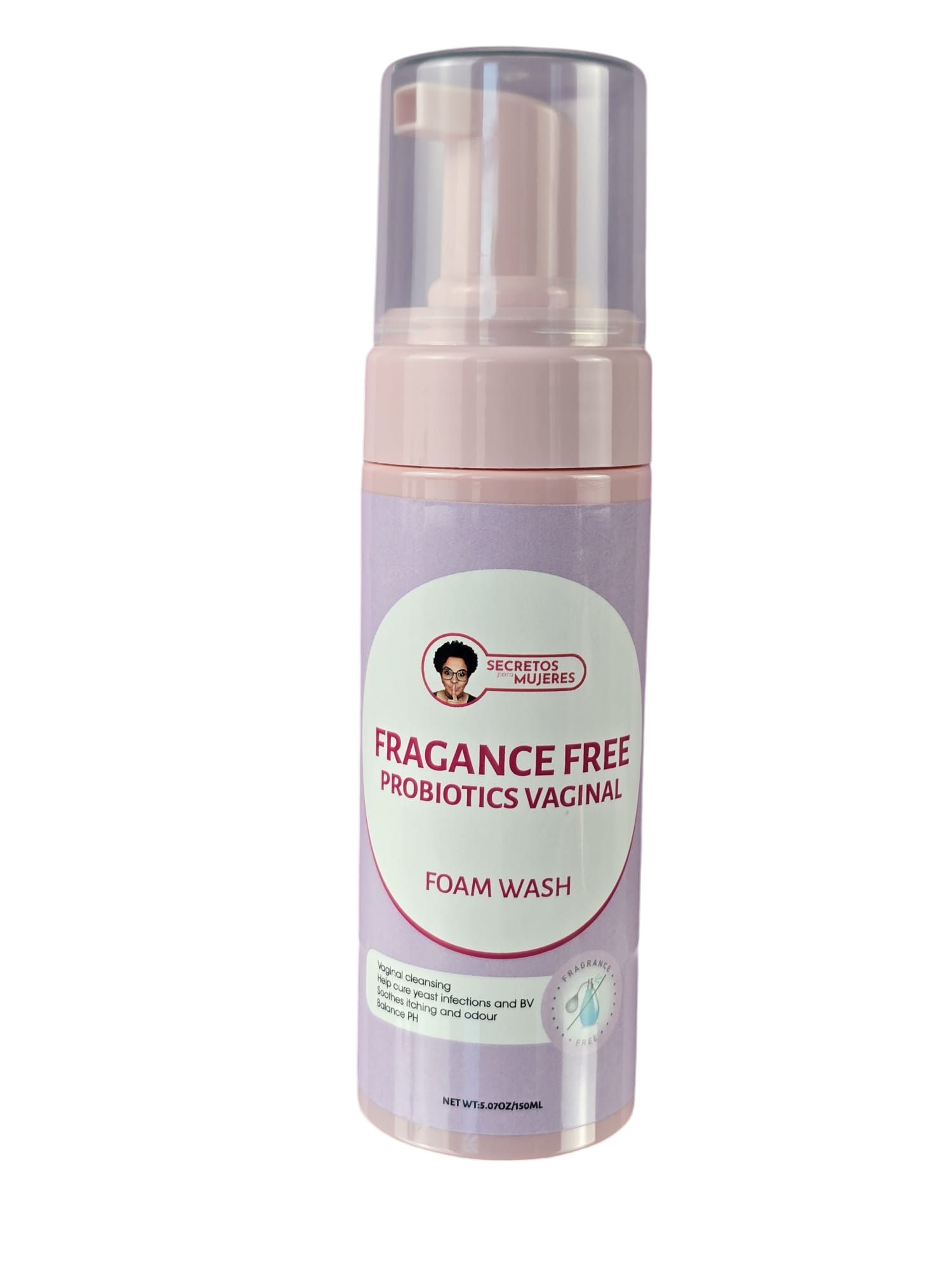 Jabón en espuma vaginal probiótico sin fragancia que reduce riesgo de VB y hongos mientras calma la irritación