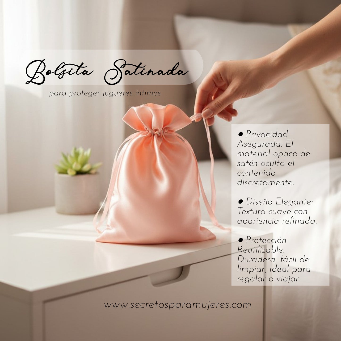 Satin Drawstring Bag – Rose Gold | 6 x 9 inches Reusable Storage Bag