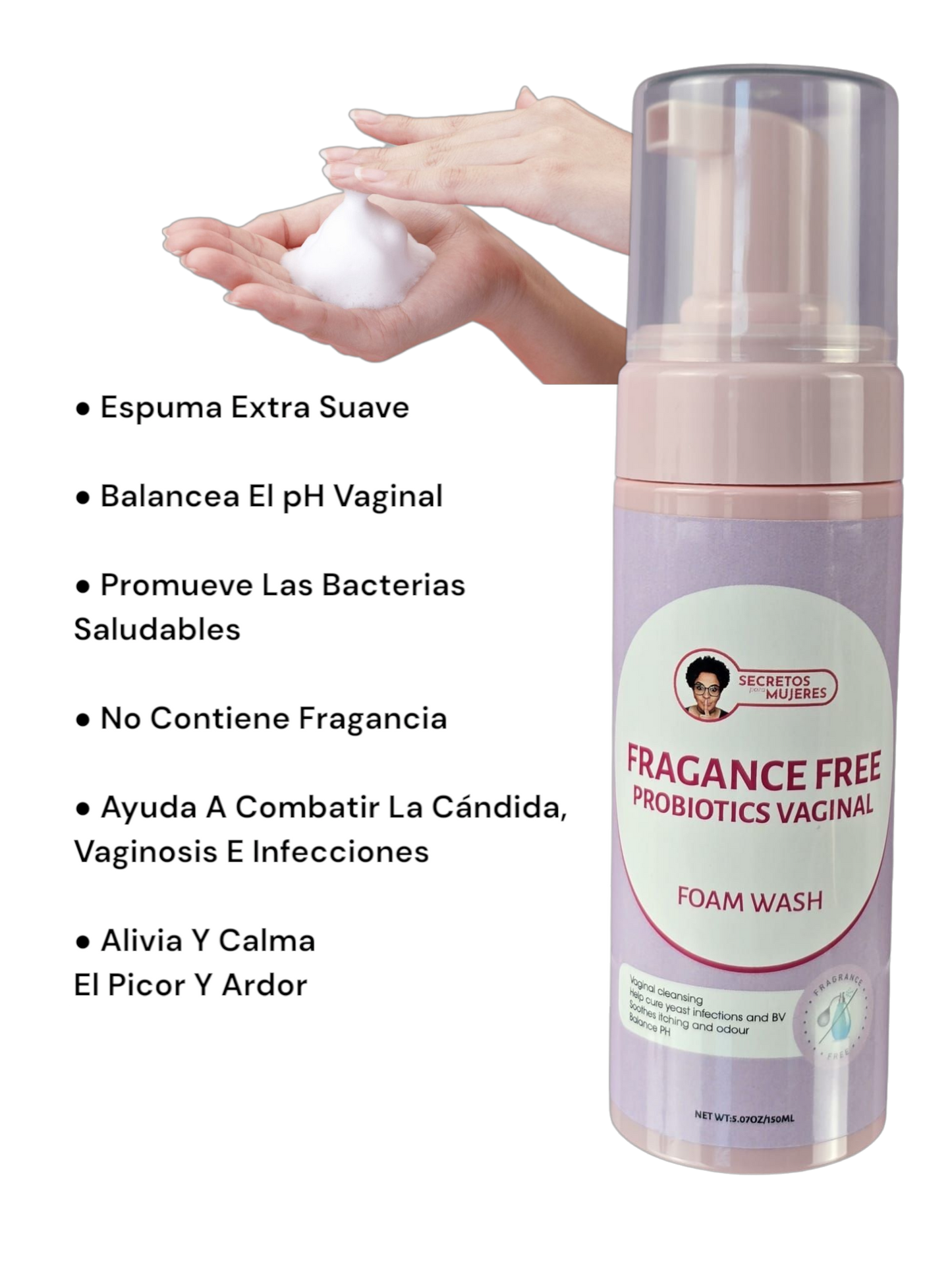 Jabon En Espuma Vaginal Probiótica Sin Fragancia (5.07 oz)