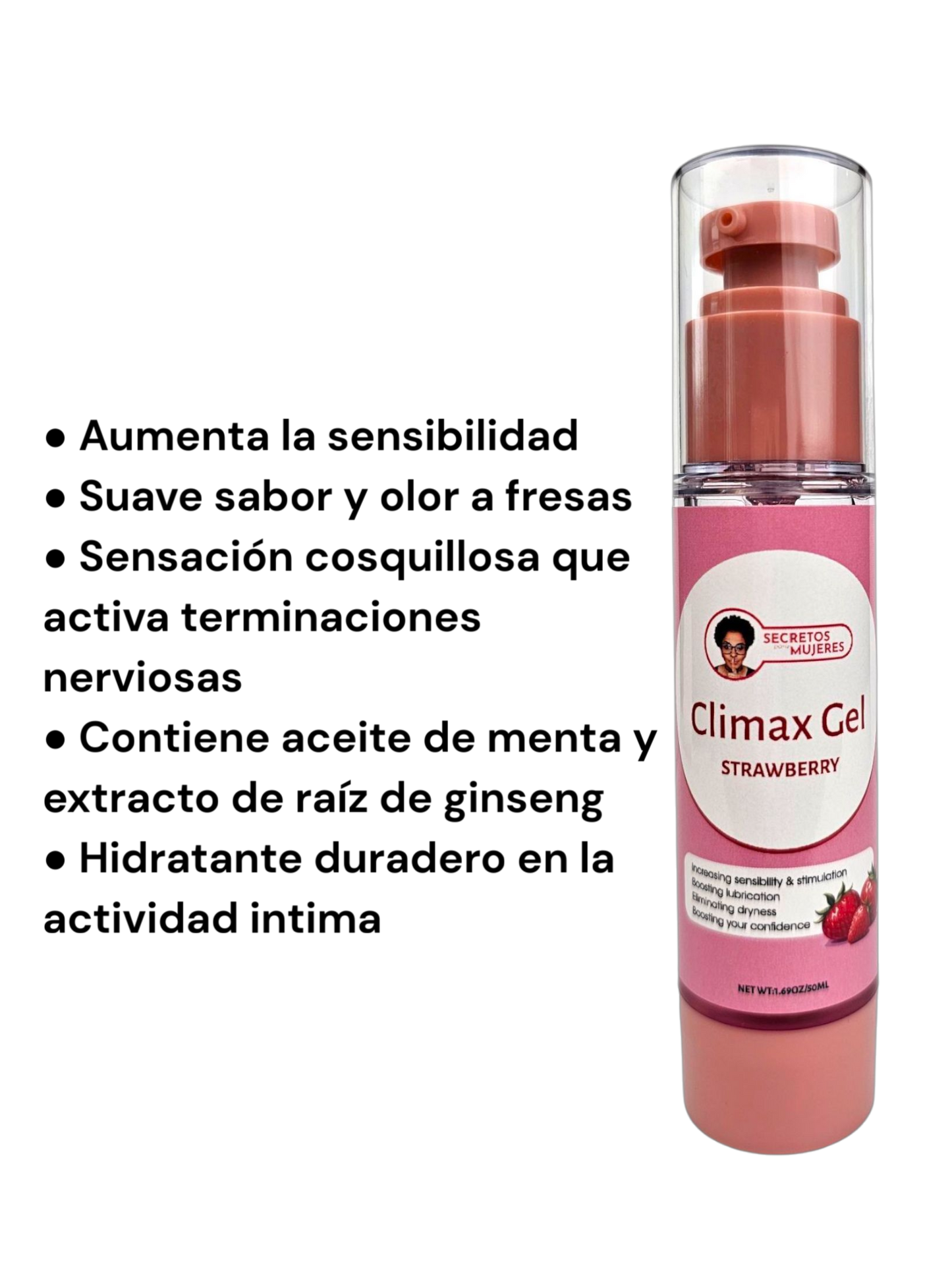 Gel Clímax Fresa – Gel Íntimo Refrescante y Estimulante para Mayor Sensibilidad (1.69 oz)