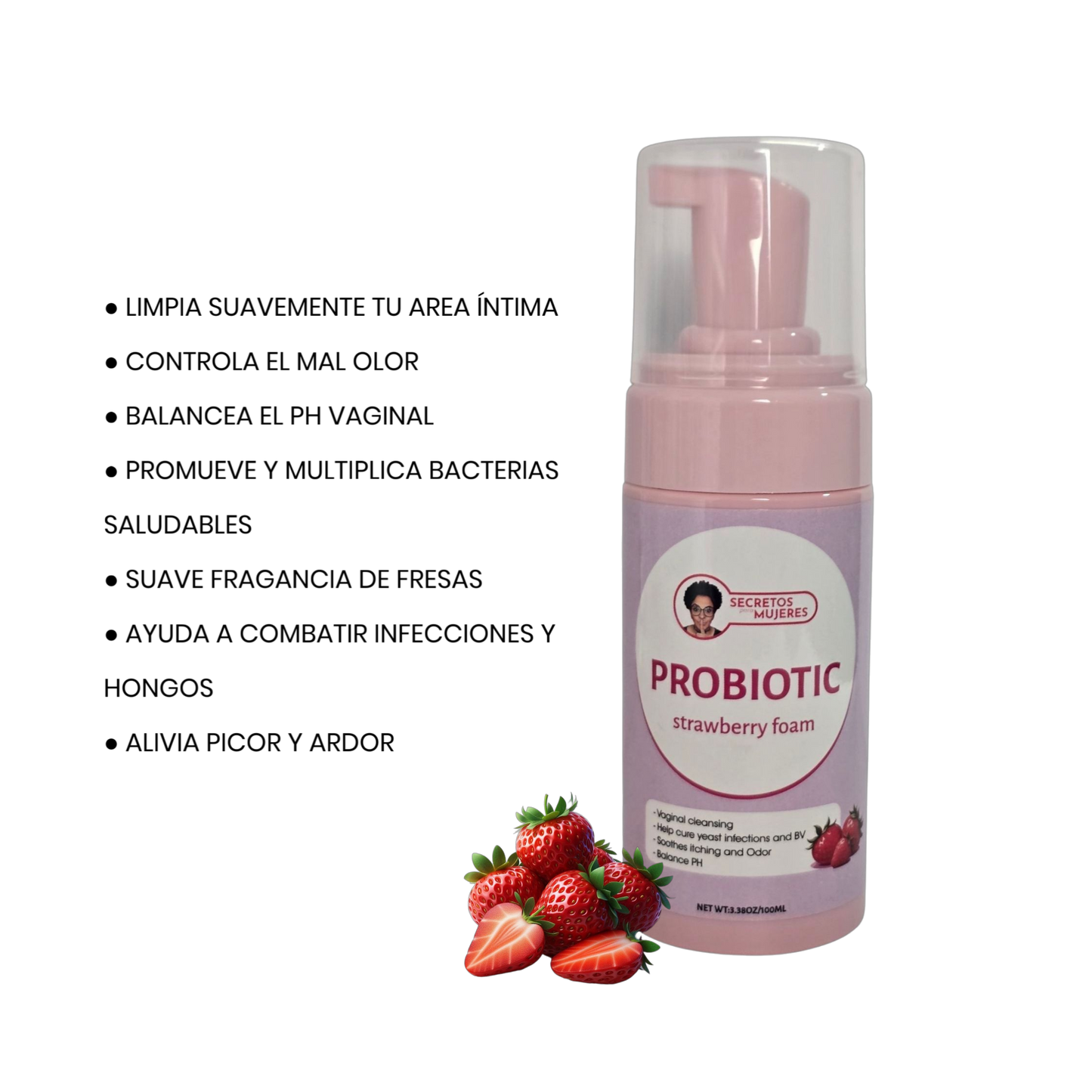 Strawberry Probiotic Vaginal Foam Wash – Travel Size (3.38 oz)