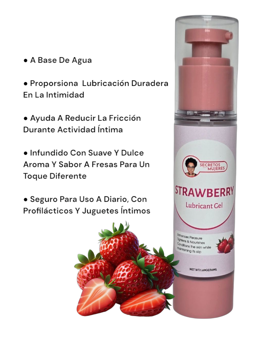Strawberry Flavored Personal Lubricant Gel – Water-Based Intimate Lube (1.69 oz)