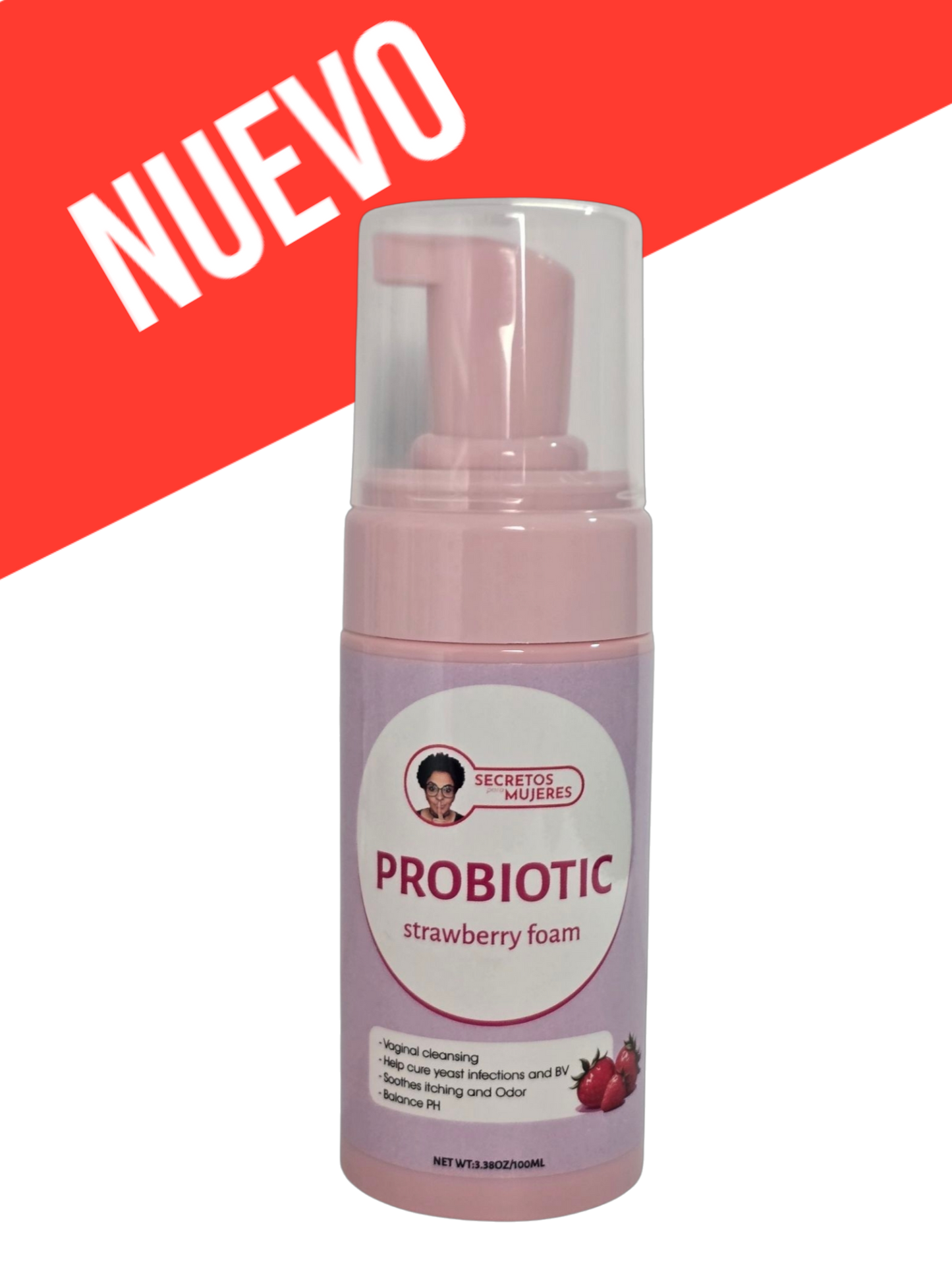 Jabón Espuma Vaginal | Probiotico Fresa (3.38 Oz)